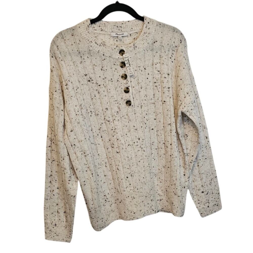 NWT Madewell Donegal Bowden Henley Sweater – Size M – Donegal Snow - Picture 2 of 5